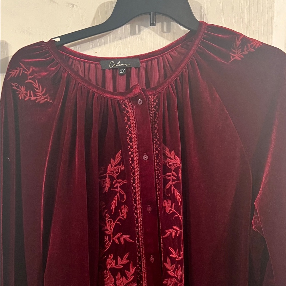 Celine Deep Red Velvet Top. Brand new with tags